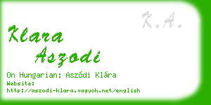 klara aszodi business card