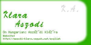 klara aszodi business card